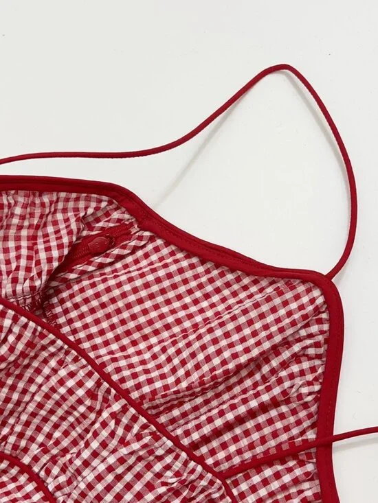 DÔEN Belline Gingham Tie Midi-Dress - Picture 8 of 14